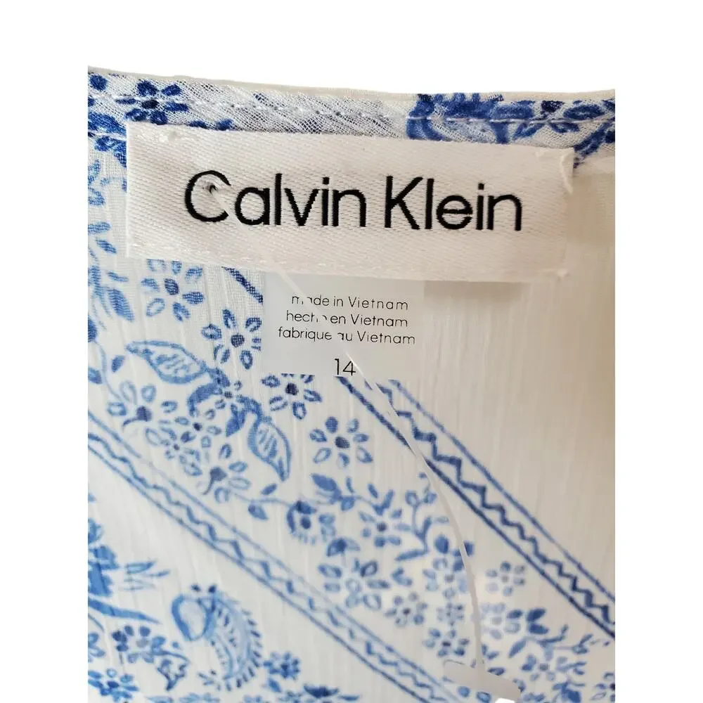 Calvin Klein Blue/White Cami Dress with Topper, NWT, Size 14 - Picture 5 of 6